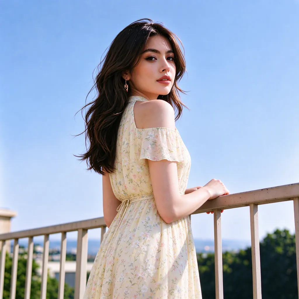 Creator wearing a light floral dress